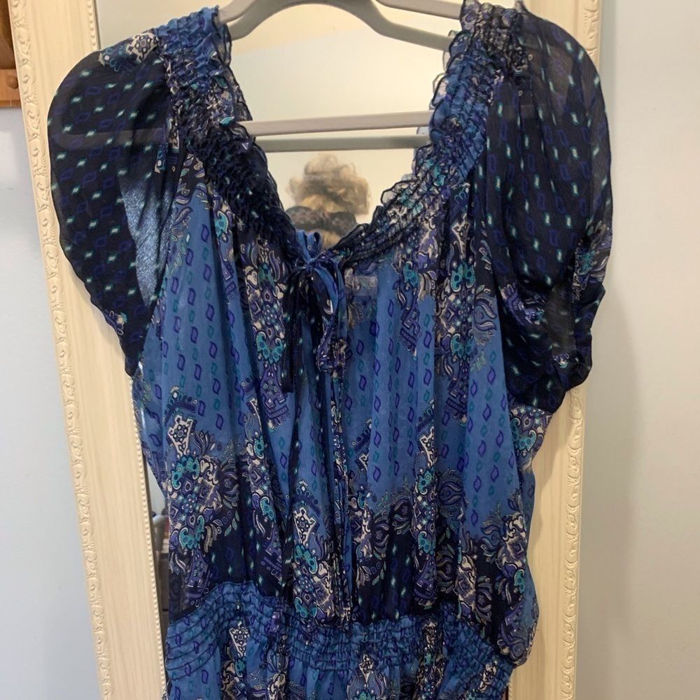 BOHO Blue Blouse shear flattery